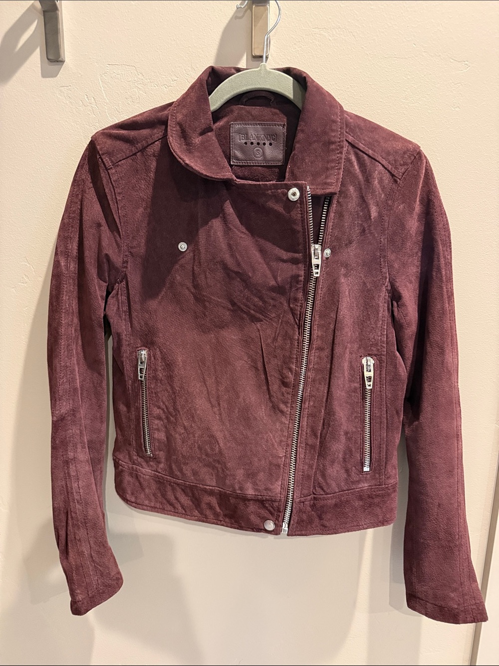 Women's Burgundy Suede Moto Jacket - Unbranded